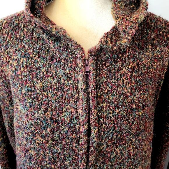 Venezia Jeans Multicolored Full Zip Ramie Blend Hooded Sweater Plus 18/20 - Picture 5 of 6